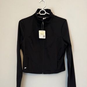 Fabletics Perfect Storm Cropped Train Jacket, Black Size M